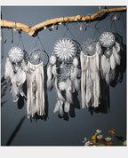5 Pack Moon Phase Dreamcatcher Set Boho Wall Decor, Boho Macrame Wall Hanging Dream Catchers, for Home, Bedroom, Living Room, Witchy Gifts (Camel) - Image 4