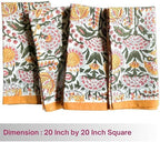 ATOSII Cotton Blockprint Cloth Napkins, Clover Yellow, Set of 4, 20" X 20" - Image 2