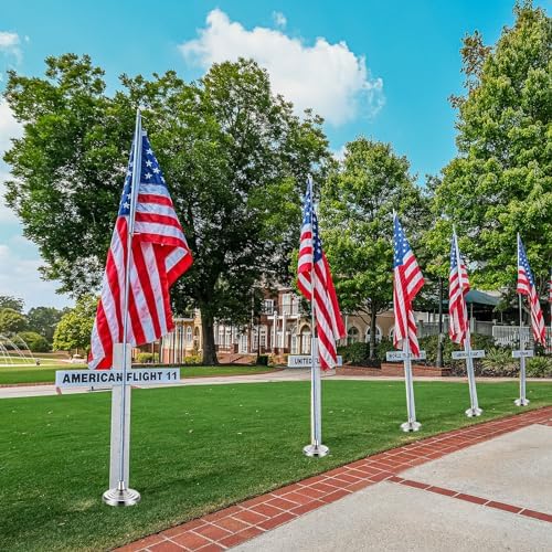 Leinuosen 4 Pcs Flag Holder Stand FlagPole Stand Flag Pole Base for Indoor Outdoor 1.3/1.1 Inch Diameter Flagpole Garden House Classroom Churches Meeting Party Flags Banner (Silver) - Image 5