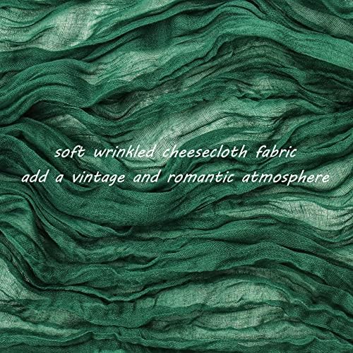 35x72 Inch Dark Green Cheesecloth Table Runner Wedding Holiday Decor - Image 3