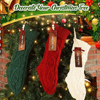 Zubebe 4 Sets 18 in Knitted Christmas Stockings Kit, Metal Stocking Holder and Name Tags Large Knit Xmas Stocking with Marker Pen for Family Holiday Xmas Party Fireplace Mantel Decor - Image 3