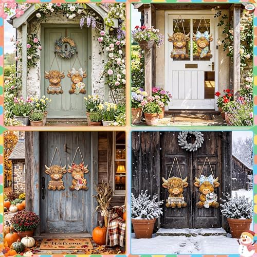 Novabright 38 Pcs Interchangeable Highland Cow Welcome Sign Seasonal Decor - Image 5