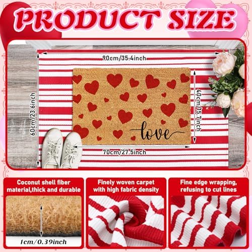Moucuny 2 Coir Outdoor Mat,Non Slip, 24'' X 35'',16'' X 28'', Love - Image 3