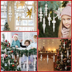 Soaoo 6 Pcs 6.3 in Silver Mercury Glass Finial Christmas Ornaments - Image 5