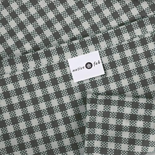 Native Fab Gingham Cloth Napkins 16x16 inches, 100% Cotton Dinner Napkins with Checks, Set of 12, Machine Washable Cloth Napkins, Soft Breathable Absorbent, Grey White - Image 5