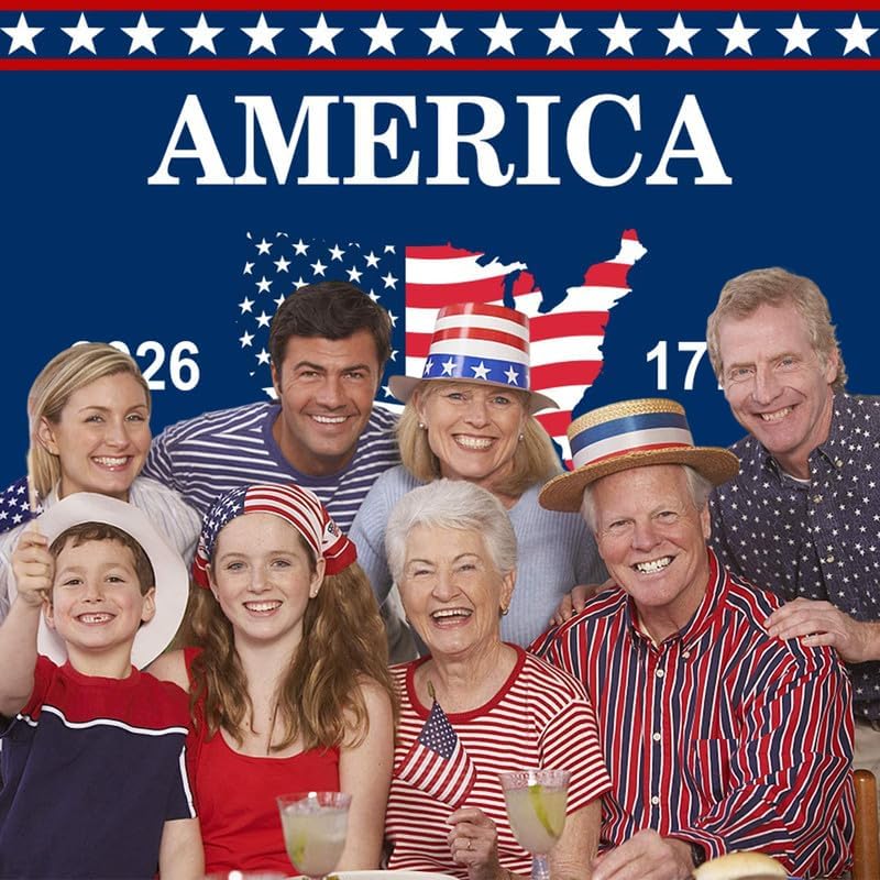 4th of July Backdrop Decorations 250th Anniversary USA Flag Patriotic Backdrop 12x10ft Banner Independence Day Photography Background Theme Party Decorations Supplies Photo Studio Props - Image 4