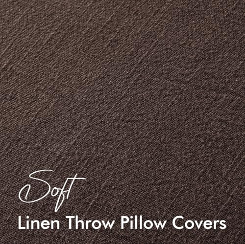 EMEMA Euro Sham Decorative Linen Throw Pillow Covers 24x24 Inch Dark Brown - Image 3
