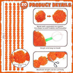 Yunsailing 20 Pcs 5 ft Marigold Day of The Dead Garland for Decorations Diwali Day of The Dead Artificial Marigold Flowers Faux Wedding Decorations for Halloween Home Party(Orange) - Image 2