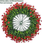 20 Bundles Artificial Flowers for Outdoor, Fake Plants Spring Decor,Red - Image 4