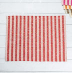 Restaurantware 16 x 12 Inch Dining Table Placemats Set Of 6 Rectangle Kitchen Table Mats - Striped Easy To Clean Red Plastic Striped Placemats Wipeable Durable - Image 4