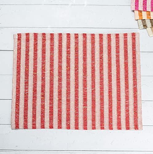 Restaurantware 16 x 12 Inch Dining Table Placemats Set Of 6 Rectangle Kitchen Table Mats - Striped Easy To Clean Red Plastic Striped Placemats Wipeable Durable - Image 4