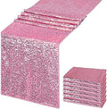 Rose Pink Sequin Table Runner 6 Pack, 12''x108 Glitter Table Runner by WISPET