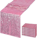Rose Pink Sequin Table Runner 6 Pack, 12''x108 Glitter Table Runner by WISPET