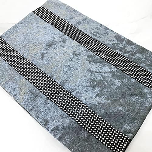 HeMiaor Gray Elegant Placemats for Dinner Table Set of 4 Bling Silver Shinning Diamond Sequins Place Mats Velvet for Wedding Decor Centerpiece - Image 5