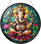 Diwali Ganesh Elephant God Stained Glass Suncatcher Window Hangings, Indian Decor, Diwali Wall Hangings, Wall Decorations for Home 9.8" by HYPESTYLE