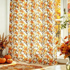 youleyar Fall Curtains for Living Room, 84 Inch Length Rod Pocket Printed Pattern Fall Curtian Panels, Autumn Orange Floral Window Drapes for Bedroom Dining Room Drapes, 52" W x 84" L - Image 7