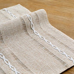 Wracra Cotton Linen Place Mats, Brown Embroidered Placemats Set of 8 - Image 3