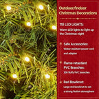 Yaheetech 30in Large Artificial Christmas Wreath, Pre-lit Holiday Accent Decoration with Red Bow, 110 LED Lights & 300 PVC Tips, Metal Structure for Door Wall & Mantel - Image 7