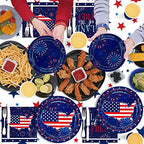 Fourth of July Party Supplies Serve 24, Freedom Fireworks Party Kit Set includes Disposable Plates, Napkins, Cups, Banner and Tablecover for Independence Day Patriotic Events - Image 5