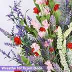 LZNPA 26 Inch Large Lavender Wreath for Front Door Greenery Summer Spring Wreaths for Front Door Wreaths for Front Door All Seasons for Wedding Farmhouse Wall Porch Window Decor(Red Pink Lavender) - Image 6