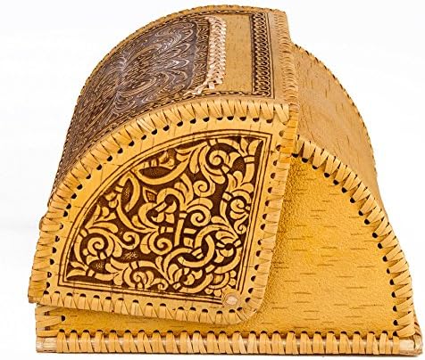 Handmade Natural Birch Bark Wooden Roll Top Bread Box Kitchen Food Storage Flower Ornament - Image 5