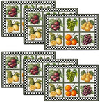 Fresh Fruit Summer Placemats Set of 6, 12x18 Inch Fruits Harvest Table Place Mat Lemon Washable Non-Slip Heat Resistant Fabric Placement Mats for Dining Kitchen Indoor Outdoor Decor by UIAMT