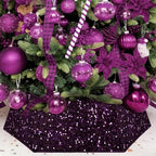 XmasExp Christmas Tree Collar, 33.5 inch Sequin Tree Skirt Stand Base Cover for Home Decor, Large Size 6 Piece, Purple by XmasExp