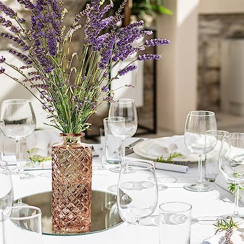 Amber Glass Bud Vase, 20 Pack Living Bud Vases, Small Diamond Bud Vases in Bulk, Mini Flowers Vases for Table Centerpiece, Office, Wedding Reception, Home Decor - Image 7