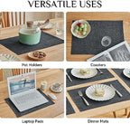 Softalker Faux Linen Cloth Placemats Set of 8-12 x 18 Inch, Dark Grey - Image 5