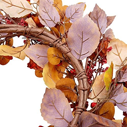 18 Inch Fall Wreath Front Door Wreath with Cape Gooseberries Artificial Autumn Wreath with Fall leaves Fall Decorations with Golden Berries Home Decorations for Autumn Harvest - Image 5