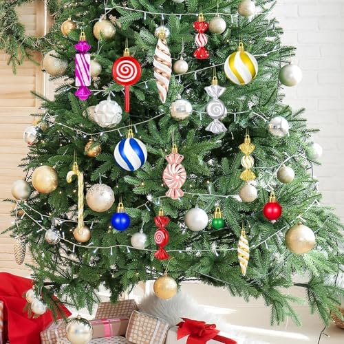 96 Pcs Christmas Tree Ornaments Colorful Candy Ball Ornament - Image 5