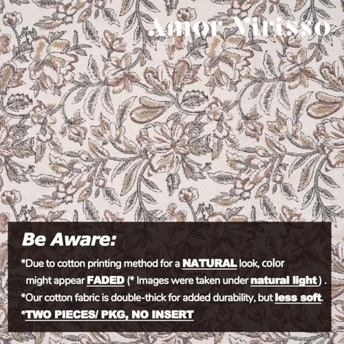 Amor Virisso Floral Throw Pillow Covers 18x18 Set of 2 Vintage Block Print Pillow Covers Decorative Pillow Covers Couch Pillows for Living Room Farmhouse Accent Sofa Pillows, Red/Sand - Image 5
