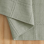 ZeeMart Linen Checked Farmhouse Placemats Set of 6, Seeding Green 13x19in - Image 3