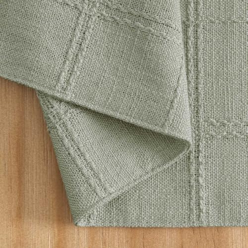 ZeeMart Linen Checked Farmhouse Placemats Set of 6, Seeding Green 13x19in - Image 3