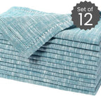 Cotton Clinic 12 Pack Farmhouse Style Slub Textured 18x18 Cloth Dinner Napkins, 100% Cotton for Everyday Use and Events - Soft and Durable Cocktail Napkins, Wedding Dinner Napkins, Teal Green - Image 2