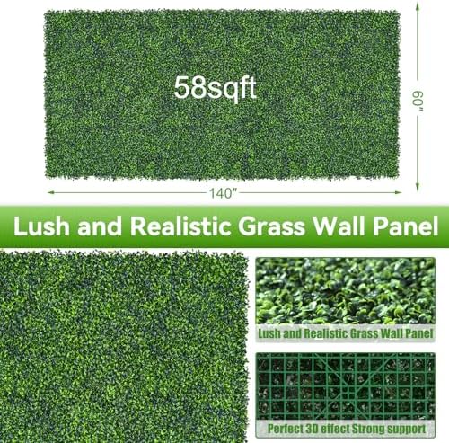 Artificial Boxwood Roll,60x140 in(58 sqft) UV-Anti Faux Ivy Grass Wall - Image 2