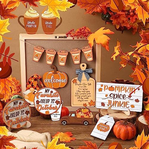14 Pcs Halloween Tiered Tray Decor Set, Gnome Wood Table Signs (Drinking) - Image 5