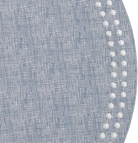 Bodrum Pearls Round Embroidered Placemats Set of 4 – 15" Elegant Table Mats for Dining, Weddings & Special Occasions, Decorative, Wipe-Clean Vinyl Placemats, Bluebell/White - Image 3