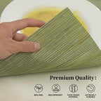 Leetaltree Pea Green Placemats Set of 12 - Heat Resistant Non-Slip Place mats for Dining Table, Washable Durable PVC Vinyl Woven Table Mats（Pea Green, 12） - Image 2