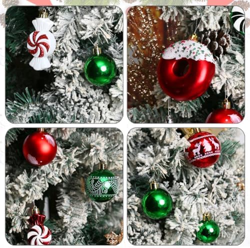 Christmas Tree Ornaments Green Red White Xmas Ball Ornaments Set of 60 Pack - Image 2