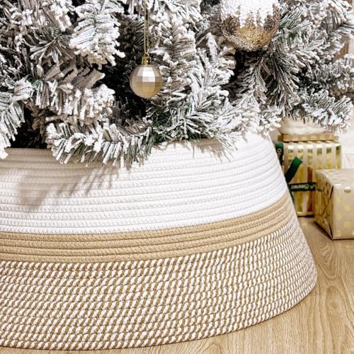 28 Inch Boho Christmas Tree Collar, Cotton Rope Christmas Tree Skirt - Image 6