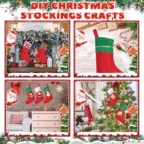 60Pcs 17" Felt Christmas Stocking Bulk, Red Christmas Socks Bulk with White Cuff Golden Trim, Christmas Hanging Ornaments Xmas Decoration for Mantel Door Window Holiday Home Décor - Image 4