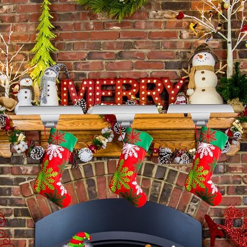 OCTERIC 5 Pcs Silver Christmas Metal Stocking Holders for Mantle, Heavy Duty Stocking Hangers Stocking Hook Xmas Ornaments for Counter Tables Window Fireplace Mantle Decoration - Image 5