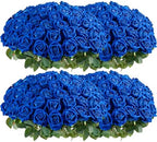 Auihiay 104PCS Blue Roses, Realistic Silk Velvet Blue Artificial Flowers by Auihiay