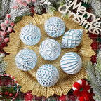 16Pcs Vintage Rustic Christmas Ball Ornaments - Large Shatterproof Neutral Christmas Ornaments Set Farmhouse Christmas Decor for Xmas Tree Home Party Holiday (Blue) - Image 3