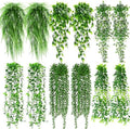 Daifunli 12 Pcs Artificial Hanging Plants Fake Hanging Ferns Plastic Fake Plant for Wall Room Garden Garland Indoor Outdoor Decor No Basket (Eucalyptu,Mandala,Boston,String of Pearl,Podocarpu,Pothos) by Huiinen