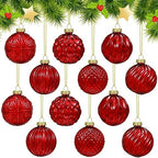 Jenaai 12 Pcs Christmas Red Glass Ball Ornaments, Tree Decoration by Jenaai