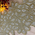 Enliven Handmade Table Runner, Beaded Table Runner, Gold and Clear Silver Bead Runner, 12.5x34.5inch - Image 4