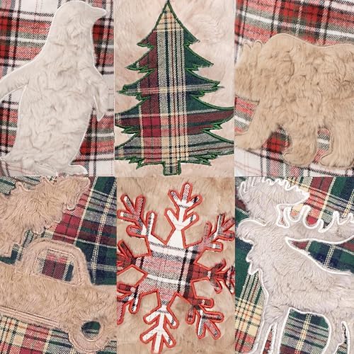 LUBOT New 6 Pack Christmas Stocking 20" Red Green Plush Plaid Mix and Match Classic Rustic Farmhouse Country Cotton Fireplace Hanging Xmas Stockings Decorations for Family Holiday Season Decor - Image 4