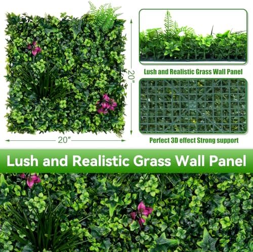 Grass Wall Panels, 20"x20" 8pcs UV-Anti Faux Greenery Backdrop - Image 2
